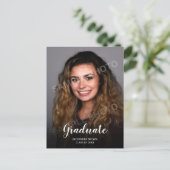 Foto Afstuderen Zwart-wit Party Uitnodiging Briefkaart (Staand voorkant)