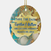 Foto: Agate blue faux Gold crystal waterverf Keramisch Ornament (Rechts)