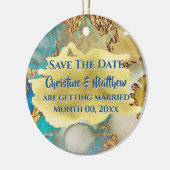 Foto: Agate blue faux Gold crystal waterverf Keramisch Ornament (Links)