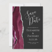 Foto Agate Bourgondië Zilver Donker Save the Date (Voorkant)