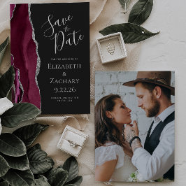 Foto Agate Bourgondië Zilver Donker Save the Date