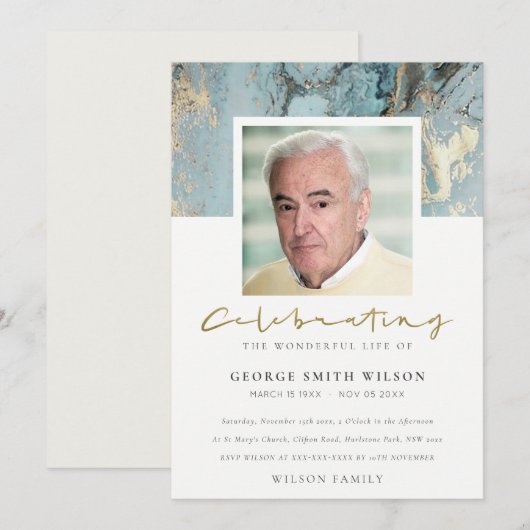 FOTO AGATE CELEBRATING MEMORIAL SERVICE INVITE BEDANKKAART (Voorkant / Achterkant)