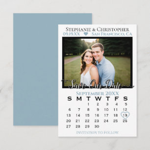 Foto Agenda Trouwdatum Stofblauw Bewaar Onze Datum Kaart