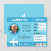 Foto: Airplane Boarding Pass Birthday Party Kaart (Voorkant / Achterkant)