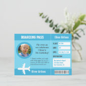 Foto: Airplane Boarding Pass Birthday Party Kaart (Staand voorkant)