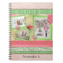 Foto-album pagina roze en groen