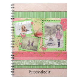 Foto-album pagina roze en groen notitieboek