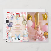Foto Alice in One-derland 1e Verjaardag Kaart (Voorkant)