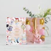 Foto Alice in One-derland 1e Verjaardag Kaart (Staand voorkant)