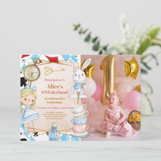 Foto Alice in Wonderland 1e verjaardag Onederland Kaart (Staand voorkant)