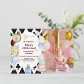 Foto Alice in Wonderland 1e verjaardag Onederland Kaart (Staand voorkant)