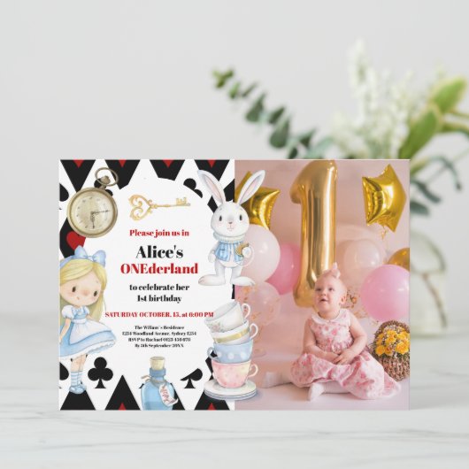 Foto Alice in Wonderland 1e verjaardag Onederland Kaart (Staand voorkant)