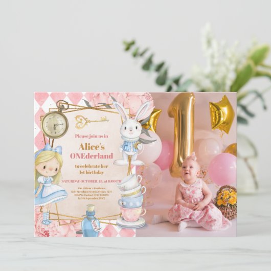 Foto Alice in Wonderland 1e verjaardag Onederland Kaart (Staand voorkant)