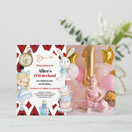 Foto Alice in Wonderland 1e verjaardag Onederland Kaart (Staand voorkant)