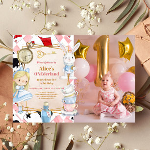 Foto Alice in Wonderland 1e Verjaardag Tea Party Kaart