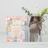 Foto Alice in Wonderland Baby shower Kaart (Staand voorkant)