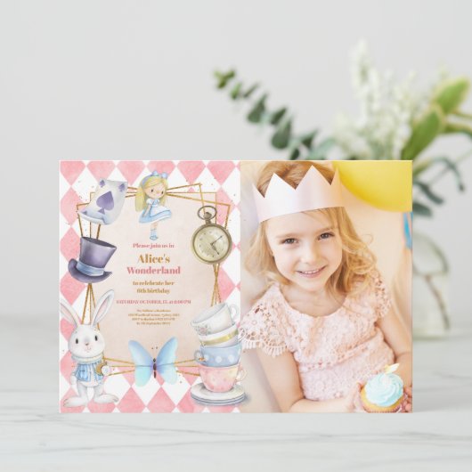 Foto Alice in Wonderland Verjaardag Kaart (Staand voorkant)