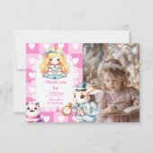 Foto Alice in Wonderland Verjaardags Tea Party Bedankkaart (Voorkant)