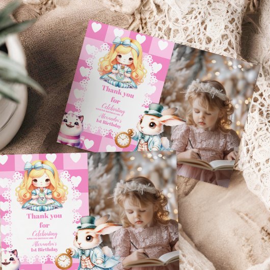 Foto Alice in Wonderland Verjaardags Tea Party Bedankkaart