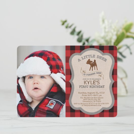 FOTO/ALLE LEEFTIJDEN - Herten Jongen Verjaardag Ui Kaart (Staand voorkant)