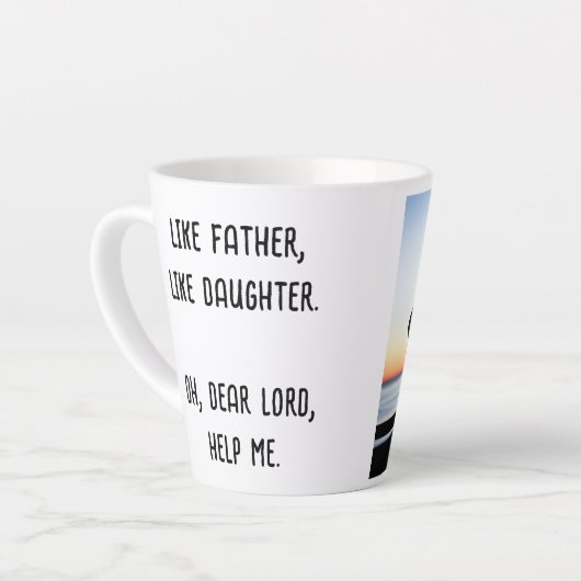 Foto als vader als dochter zoon gepersonaliseerd latte mok (Linkerhoek)