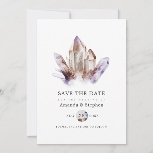 Foto Amethyst Crystal Wedding Save The Date (Voorkant)