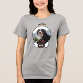 Foto Angel Wings Paw Naam hond Memorial toevoegen Tri-Blend Shirt (Voorkant)