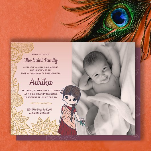 Foto: Annaprashan First Rice Ceremony Invitation Kaart