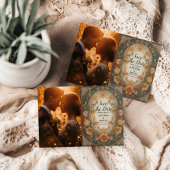 Foto Antiek Bloemen Art Nouveau Bruiloft Save The Date