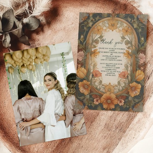 Foto Antiek Bloemen Art Nouveau Vrijgezellenfeest Bedankkaart