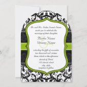 Foto Apple Green Black Damask Wedding Kaart (Voorkant)