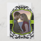 Foto Apple Green Black Damask Wedding Kaart (Achterkant)