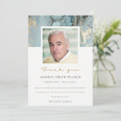 FOTO AQUA DUSKY BLUE GOLD AGATE SYMPATHY MEMORIAL BEDANKKAART (Staand voorkant)