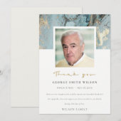 FOTO AQUA DUSKY BLUE GOLD AGATE SYMPATHY MEMORIAL BEDANKKAART (Voorkant / Achterkant)