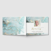 FOTO AQUA DUSKY BLUE GOLD AGATE SYMPATHY MEMORIAL GASTENBOEK (Volledig)