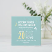 Foto Aqua en Yellow Zig Zag Typography Wedding Kaart (Staand voorkant)