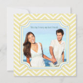Foto Aqua en Yellow Zig Zag Typography Wedding Kaart (Achterkant)