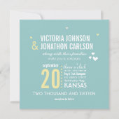 Foto Aqua en Yellow Zig Zag Typography Wedding Kaart (Voorkant)