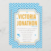 Foto Aqua Yellow Zig Zag Typography Wedding Kaart (Voorkant / Achterkant)
