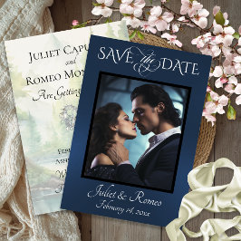 Foto & Aquarel Bergen - Blauw Save The Date