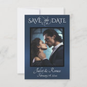 Foto & Aquarel Bergen - Blauw Save The Date (Voorkant)