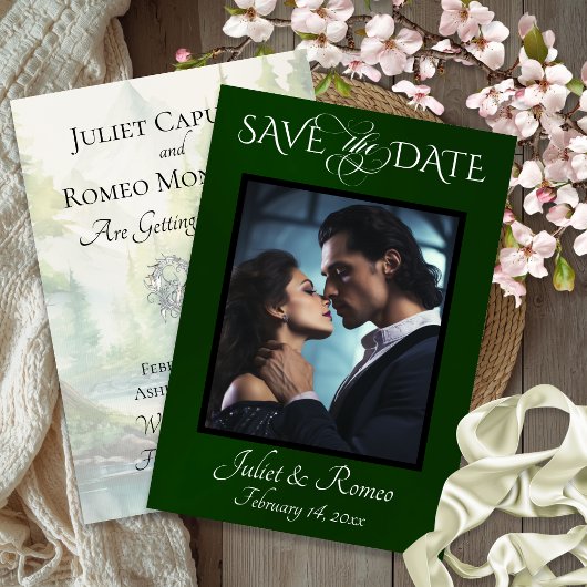 Foto & Aquarel Bergen - Smaragd Save The Date