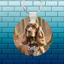 Foto & Aquarel Cocker Spaniel Personaliseer Sleutelhanger