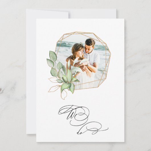 *~* FOTO AR6 RSVP + QR Gold Geomtric Weddenschap Kaart (Voorkant)