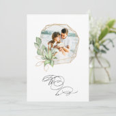 *~* FOTO AR6 RSVP + QR Gold Geomtric Weddenschap Kaart (Staand voorkant)