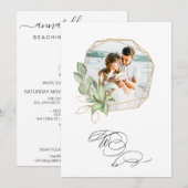 *~* FOTO AR6 RSVP + QR Gold Geomtric Weddenschap Kaart (Voorkant / Achterkant)