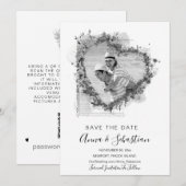 *~* FOTO AR6 WEDDING Heart BEWAREN DATUM QR Kaart (Voorkant / Achterkant)