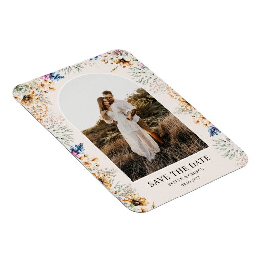 Foto Arch Botanische Bloemen Save the Date Magneet (Rechterzijde)