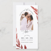 Foto: Arch Burgundy Wedding Save the Date Bladwijz (Voorkant)