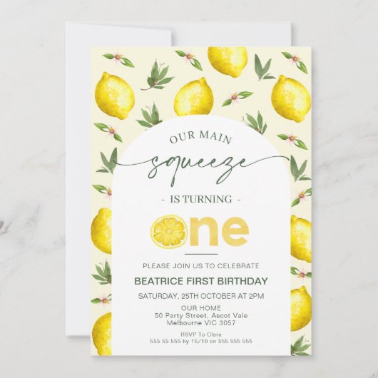 Foto Arch Lemon Onze belangrijkste knijp 1e verjaa Kaart (Voorkant)